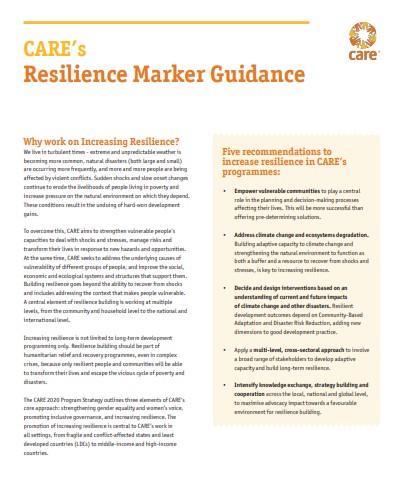 CARE’s Resilience Marker Guidelines