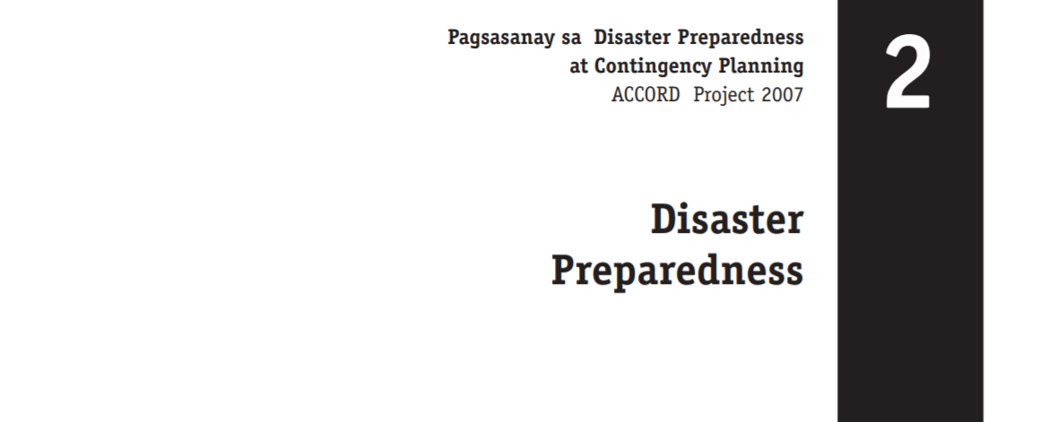 Disaster Risk Reduction Training Manual (1st Edition) Module 2: Disaster Preparedness