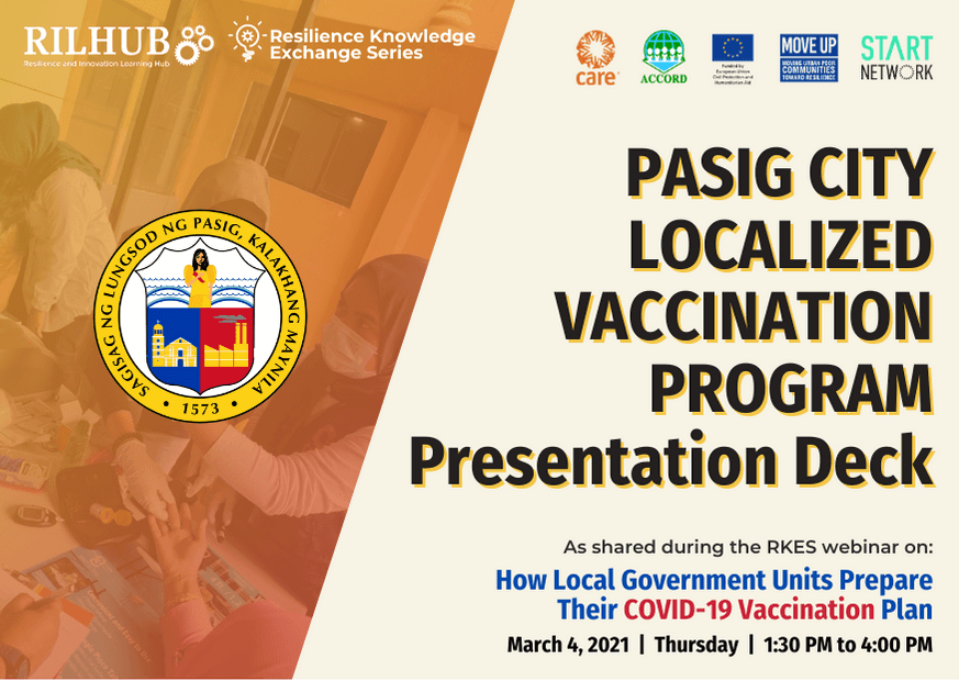 Resilience Knowledge Exchange Series 2021: Developing a Localized COVID-19 Vaccination (Pasig City) Presentation Deck