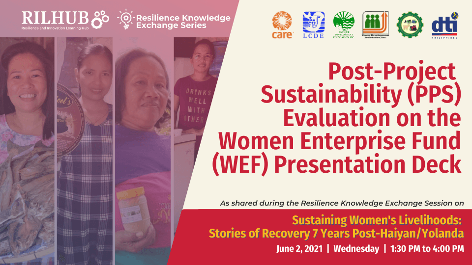 Resilience Knowledge Exchange Series 2021: Women Enterprise Fund Post-Project Sustainability Presentation Deck