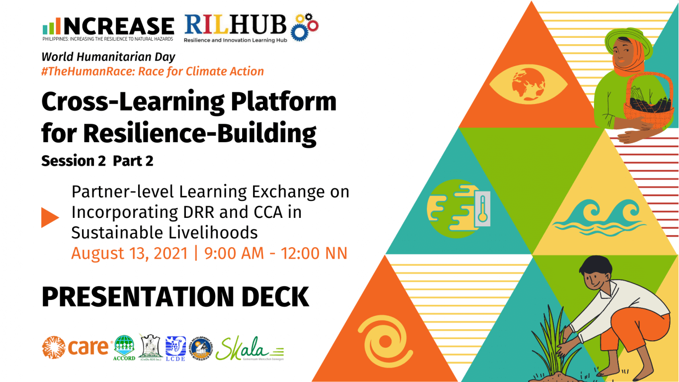 Cross-Learning Platform for Resilience-Building Session 2 Part 2: Partner-Level Learning Exchange on Incorporating DRR and CCA in Sustainable Livelihoods Presentation Deck