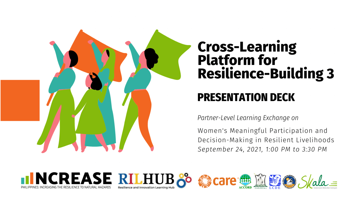 Cross-Learning Platform for Resilience-Building Session 3 Part 2: Partner-Level Learning Exchange on Women’s Meaningful Participation and Decision-Making in Resilient Livelihoods